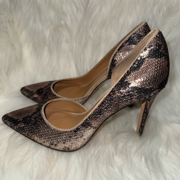 Jessica Simpson Snakeskin Sequin Heels with Pointed Toe - Picture 2 of 8